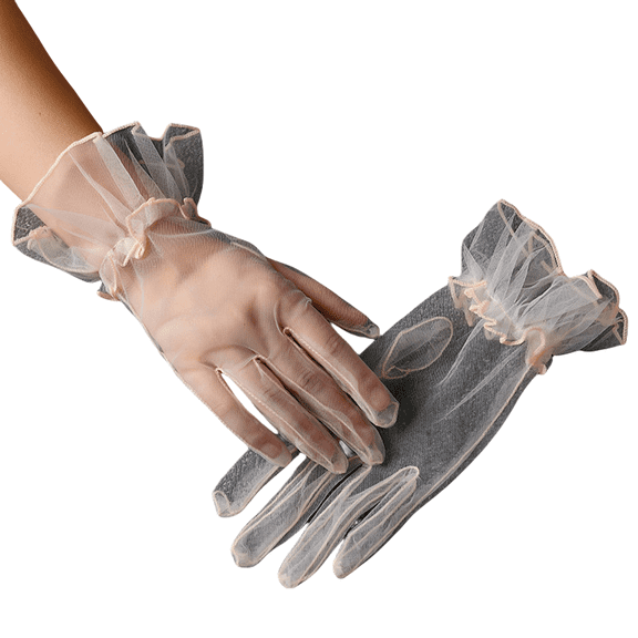 short Tulle Finger Gloves Women Evening Bridal Gloves for Wedding Party Christmas Gloves