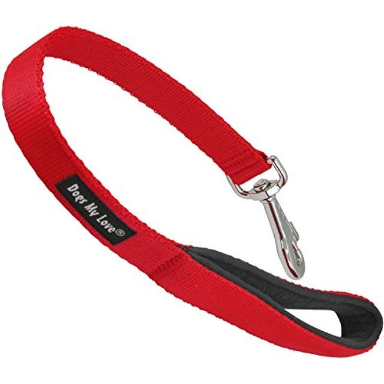short dog leash padded handle 1" wide nylon traffic lead 18" long red