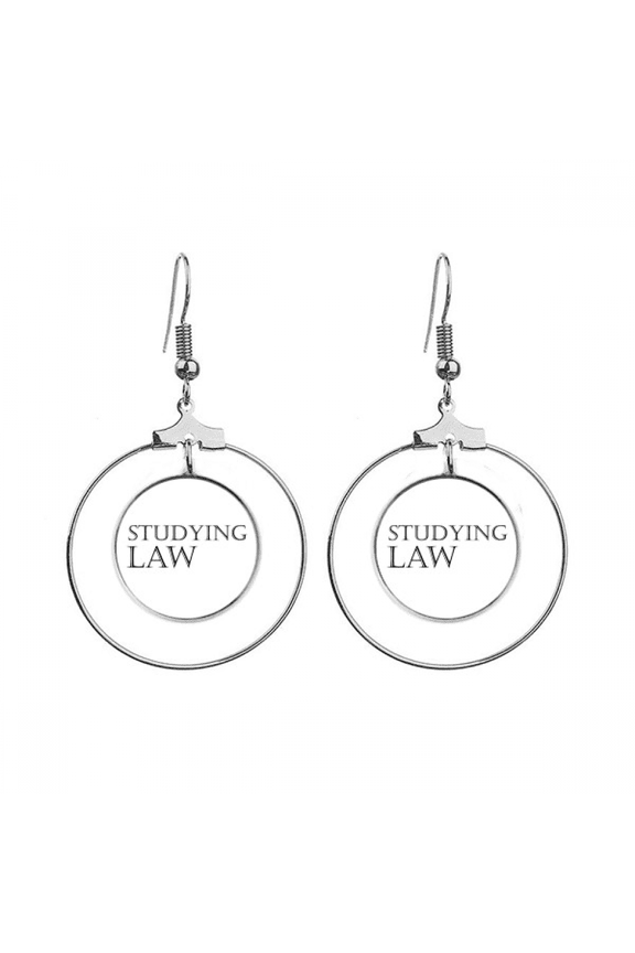 short phrase studying law earrings dangle hoop jewelry drop circle