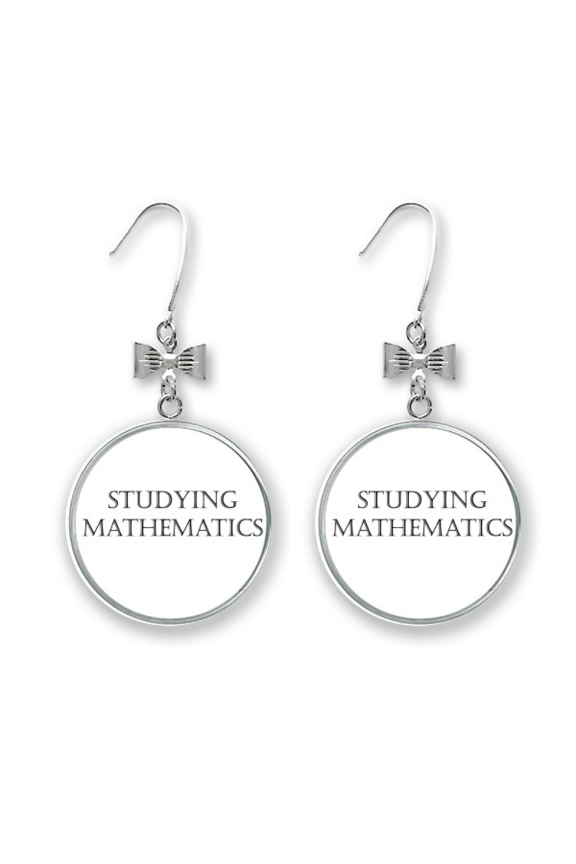 short phrase studying mathematics bow earrings drop stud pierced hook