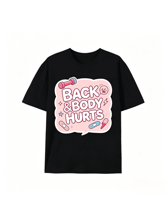 short sleeve shirt elaxed Fit Graphic T Shirt for Men - Casual Short Sleeve Tee with Funny 'Back And Body Hurts' Print for Summer, Spring