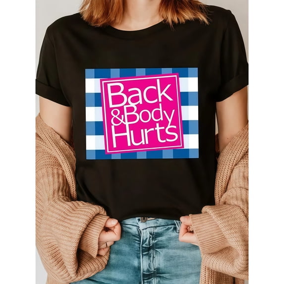 short sleeve shirt elaxed Fit Graphic T Shirt for Men - Casual Short Sleeve Tee with Funny 'Back And Body Hurts' Print for Summer, Spring
