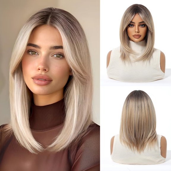 This short, straight bob wig features bangs, a shoulder-length cut, and a natural, realistic look. It's suitable for everyday wear, parties, cosplay, and other occasions, and is appropriate for women