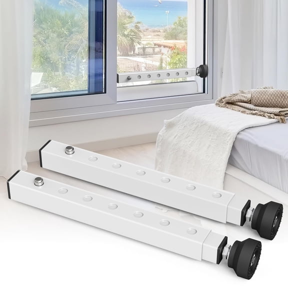 (short)window Security Bar Adjustable Window Barside Lock For Horizontal Sliding Windows Locks Up And Down Extends Form 11" To 18" (white-2)