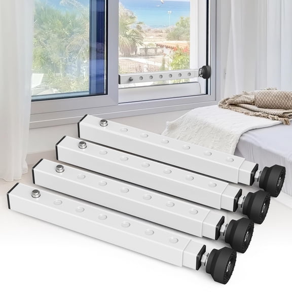 (short)window Security Bar Adjustable Window Barside Lock For Horizontal Sliding Windows Locks Up And Down Extends Form 11" To 18" (white-4)