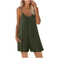 thumbnail image 1 of shorts rompers for women casual summer spaghetti strap romper classic solid color v neck jumpsuit, 1 of 3