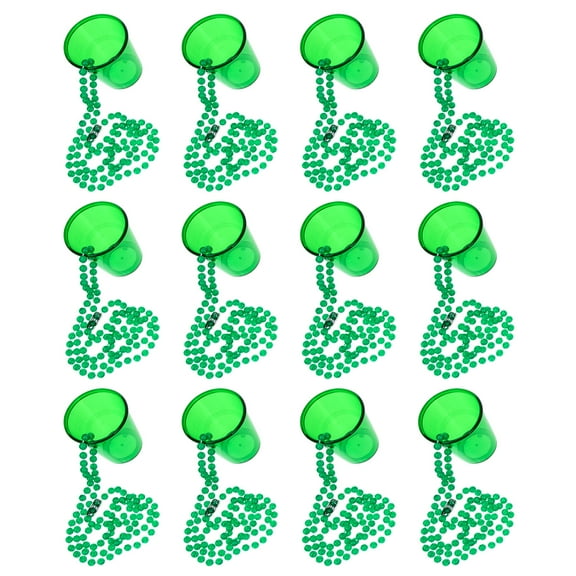 WASHWEPE present Beaded Necklace Shot Cups 12Pcs 307x2in Green Plastic For Bachelorette Party