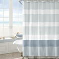 thumbnail image 1 of Psoiuetr Boho Light Blue Shower Curtain for Bathroom Stripe Tassel Fabric Shower Curtain 72 X 72 Inches Farmhouse Linen, 1 of 5