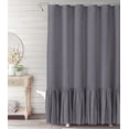 thumbnail image 1 of Psoiuetr Farmhouse Shower Curtain with A Ruffle Hem Dark Gray Boho Linen Shower Curtain for Bathroom 72"x72", 1 of 5