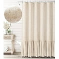 thumbnail image 1 of Psoiuetr Farmhouse Shower Curtain with A Ruffle Hem Beige Natural Linen Shower Curtain for Bathroom 72"x84", 1 of 5