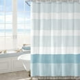 thumbnail image 1 of Psoiuetr Blue Shower Curtain Beach Ocean Coastal Nautical Shower Curtain for Bathroom Stripe Tassel 72 X 72 Inches Cotton, 1 of 6