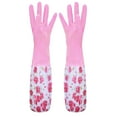 thumbnail image 1 of shpwfbe kitchen rubber latex water-proof dishwashing gloves medium long flock lining household cleaning gloves sleeve, 1 of 7