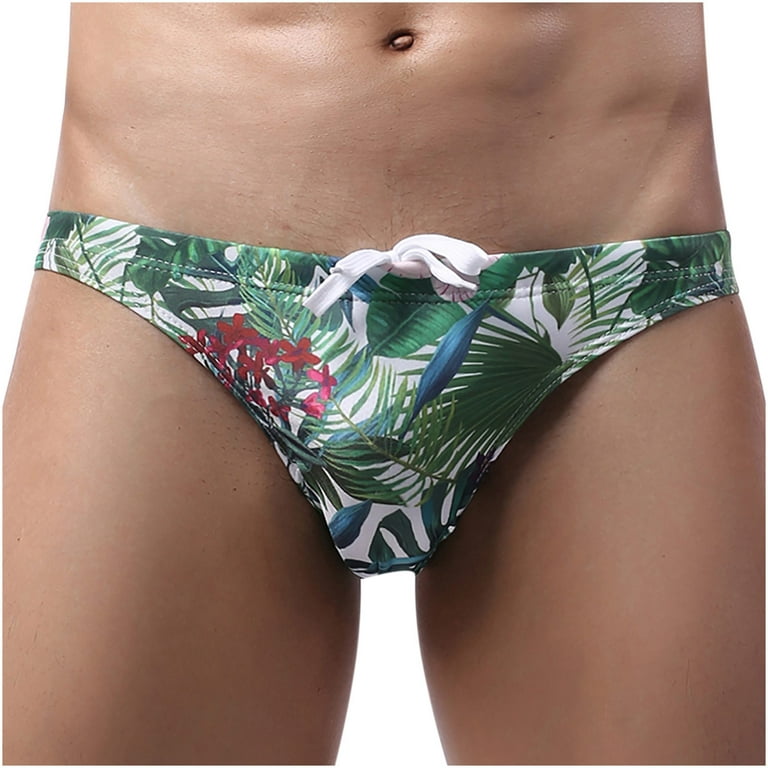 shpwfbe mens swim trunks underwear trunks low-rise printing smooth