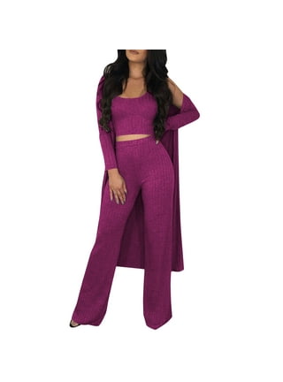 Noarlalf 2 Piece Outfit,Women's Casual 3 Piece Outfits Solid Sweatshirts  Crop Top and Trousers Pants Sets Track Suits Beautiful and Casual Suit Fall