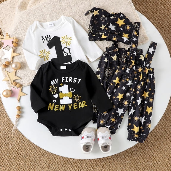 shqvo Baby Boys Girls New Years Outfits Suit Bowtie Button Dress Romper Plaid Suspender Overalls Pants Set Gentleman Wedding Clothes Formal Wear