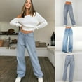 thumbnail image 1 of shqvo Baggy Jeans Women Trendy Wide Leg Washed Relaxed Denim Pants Teen Girls Straight Leg Casual Loose Y2k Vintage Long Trousers, 1 of 7