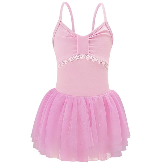 shqvo Ballet Leotards for Girls Toddler Kids Dance Dress Sleeveless Back Bow Sequin Tutu Skirt One-piece Dancewear