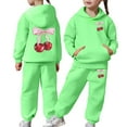 thumbnail image 1 of shqvo Big Girls 2 Piece Sport Outfit Cherry Butterfly Knot Print Pullover Sport Sweatsuits Hoodie Sweatpants Outfits Hoodies Tracksuits for Toddlers Children Teens, 1 of 8