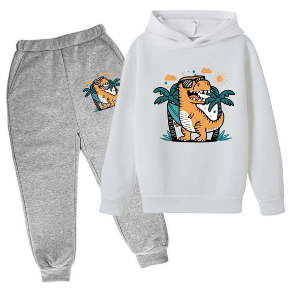 shqvo Big Girls 2 Piece Sport Outfit Cute Dinosaur Knot Print Pullover Sport Sweatsuits Hoodie Sweatpants Outfits Hoodies Tracksuits for Toddlers Children Teens