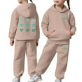 thumbnail image 1 of shqvo Big Girls 2 Piece Sport Outfit Heart Print Pullover Sport Sweatsuits Hoodie Sweatpants Outfits Hoodies Tracksuits for Toddlers Children Teens, 1 of 8