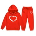 thumbnail image 1 of shqvo Big Girls 2 Piece Sport Outfit Love Heart Print Pullover Sport Sweatsuits Hoodie Sweatpants Outfits Hoodies Tracksuits for Toddlers Children Teens, 1 of 3