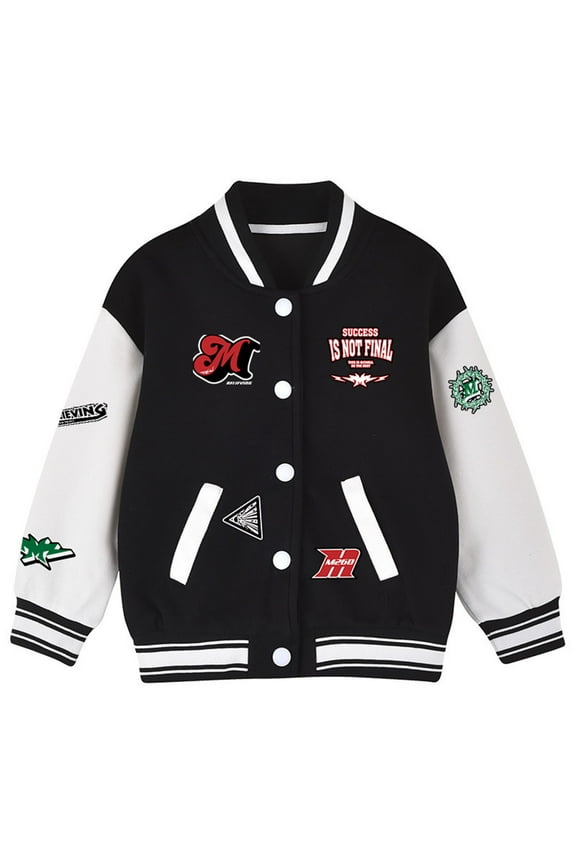 Boys Baseball Jacket Windbreaker Winter Warm Coat Casual Outerwear With Pockets For Toddler Children Youth