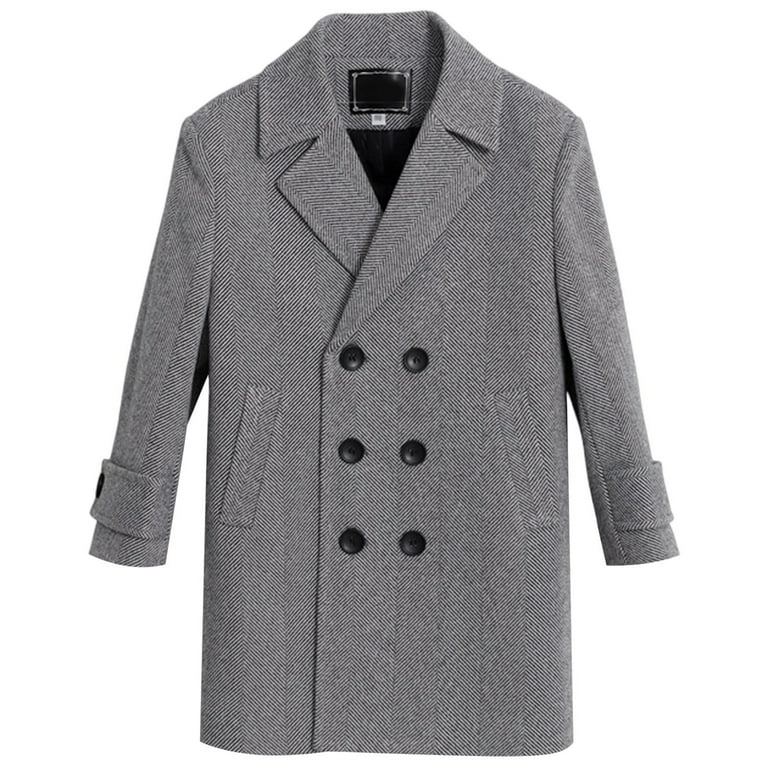 shqvo Boys Grey Brown Trench Coat for 1-15 Warm Winter Coat Wool