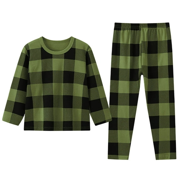 shqvo Boys Plaid Pajama Set Fall Winter Outfits Toddler Kids Baby Boys Girls Snug Fit Warm Sleepwear Playwear