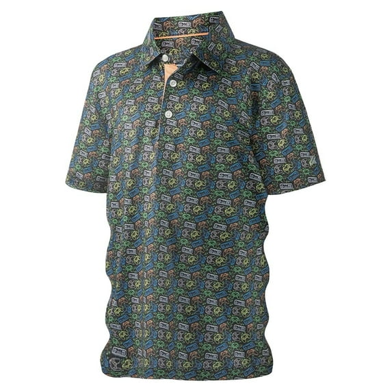 shqvo Boys Polo Shirts Size 14-16 Short Sleeve Performance Stretch Funny Print Active Casual Collared Golf Shirts for Big Boy Teen