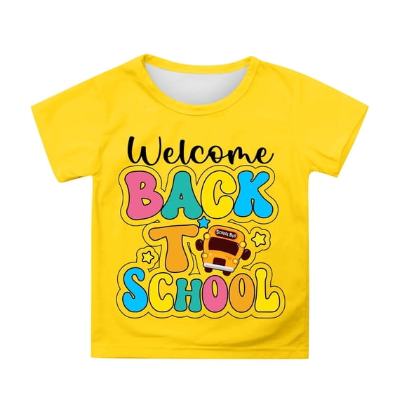shqvo Boys Shirts 5t Crew Neck Short Sleeve T-Shirts Letter Print Fashion Kids Comfortable Tees Toddler Clothes for Boys