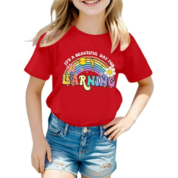 shqvo Boys Summer Shirts Round Neck Short Sleeve T-Shirt Cartoon Print Soft Durable Boys T-Shirts Little Boys Clothes