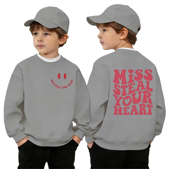 shqvo Boys Sweatshirts Long Sleeve Crewneck Pullover Tops Valentines Day Gift for Kids Classroom Relaxed Soft Blouse for Little Kid