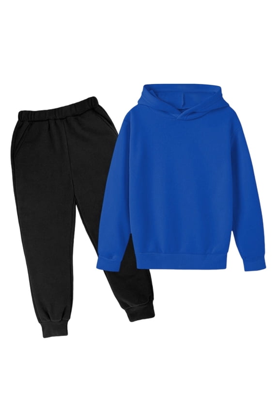 Boys Sweatsuit Size 7-8 Tracksuit 2 Piece Sweat Suits Long Sleeve Solid Color Kids Sweat Set Plain Hooded Sweatshirt and Jogging Pant Kids Outfits