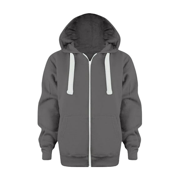 shqvo Boys Zip Up Hoodie, Black Hoodies for Boys, Trendy Long Sleeve Youth Hooded Sweatshirt Winter Coat Kid School Jacket Fall Clothes Dark Gray
