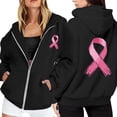 thumbnail image 1 of shqvo Cancer Awareness Hoodies for Women Zip Up Hoodie Women Oversized Christian Sweatshirts Lightweight Long Sleeve Jacket with Pockets Preppy Clothes Black, 1 of 6