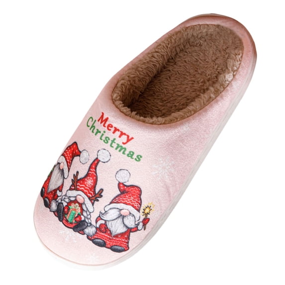 shqvo Christmas Slippers for Women Pink Nonslip Santa Reindeer Cute Strawberry Cartoon Cozy House Shoes Slippers for Holiday Xmas Bedroom Indoor Outdoor Use
