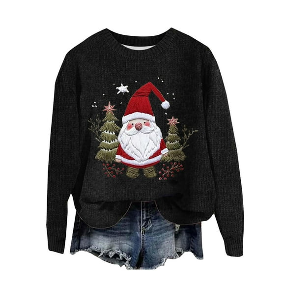 shqvo Cozy Sweaters for Women Funny Pattern Cute Xmas Thicked Oversized Christmas Tunic Tops Womens 2025 Blouse Winter Fall