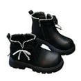 thumbnail image 1 of shqvo Cute Bow Ankle Boots for Girl Side Zipper Winter Warm Resistant Short Bootie for Little Kid Big Kid, 1 of 7