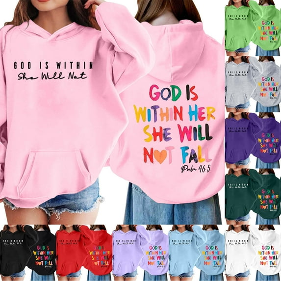 shqvo Faith Over Fear Hoodie for Kids Girls Boys Christian Jesus Inspirational Sweatshirts Religious Letter Graphic Pullover Tops Jesus Hoodies