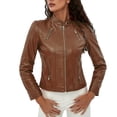 thumbnail image 1 of shqvo Faux Leather Jacket For Women, Slim Fit Zip Up Moto Biker Coat, Short PU Motorcycle Outwear, 1 of 6