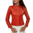 thumbnail image 1 of shqvo Faux Leather Jacket For Women, Slim Fit Zip Up Moto Biker Coat, Short PU Motorcycle Outwear, 1 of 8