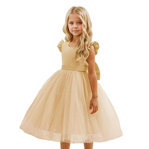 shqvo Flower Girl Dress Wedding Guest Ruffle Tulle Satin Party Birthday Princess Dresses Pageant Gown Kids Short