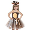 thumbnail image 1 of shqvo Girl Christmas Reindeer Costume Mesh Tulle Reindeer Princess Dress+Antler Headband Set Fancy Party Outfit Christmas Dresses for Girls, 1 of 6