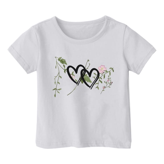 shqvo Girl Shirts Short Sleeve Floral Butterfly Music Graphic T-Shirt Toddler Clothes Basic Tee Tops for Boys Back to School