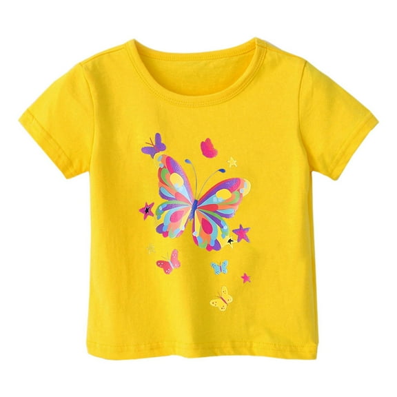 shqvo Girl Shirts Short Sleeve Floral Butterfly Music Graphic T-Shirt Toddler Clothes Basic Tee Tops for Boys Back to School