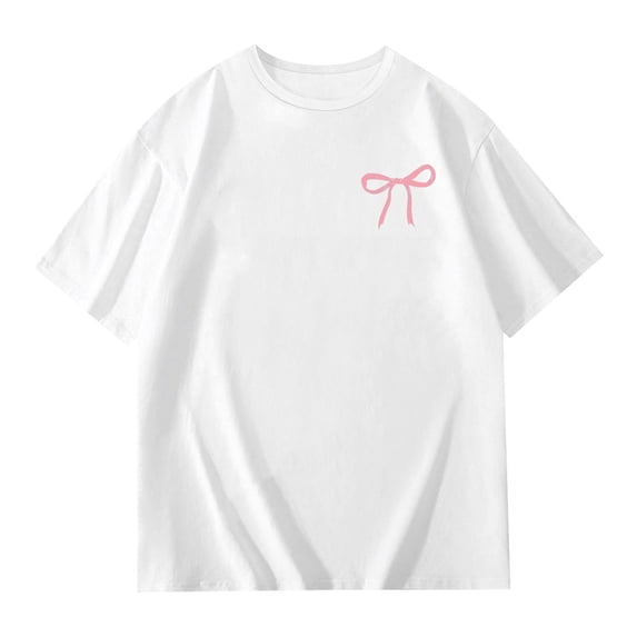 shqvo Girl Tops 4t Loose Crewneck Spring Summer Graphic Print Short-Sleeve T-Shirt for Kid Simple Pullover Cute Casual Tshirt Vacation Outfit Tops Tees