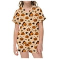 thumbnail image 1 of shqvo Girls Halloween Pajamas Kids Girls Satin Pajamas Sets Button-Down Toddler Silk Sleepwear 2 Piece Short Sleeve Loungewear Festival Clothes Set, 1 of 5