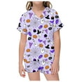 thumbnail image 1 of shqvo Girls Halloween Pajamas Kids Girls Satin Pajamas Sets Button-Down Toddler Silk Sleepwear 2 Piece Short Sleeve Loungewear Festival Clothes Set, 1 of 5