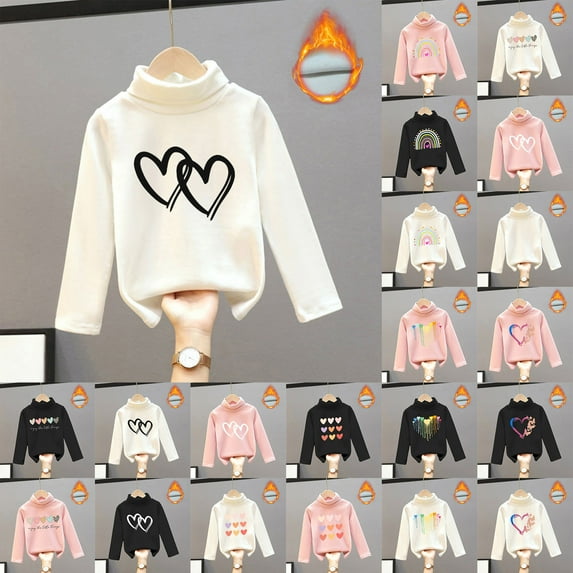 shqvo Girls Long Sleeve Shirts Turtleneck Shirts Solid Color Warm Tee Tops Kids Fall Casual Base Layer Fall Winter Clothes for Boys Girls