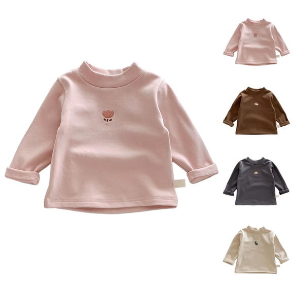 shqvo Girls Long Sleeve Shirts Turtleneck Shirts Solid Color Warm Tee Tops Kids Fall Casual Base Layer Fall Winter Clothes for Boys Girls